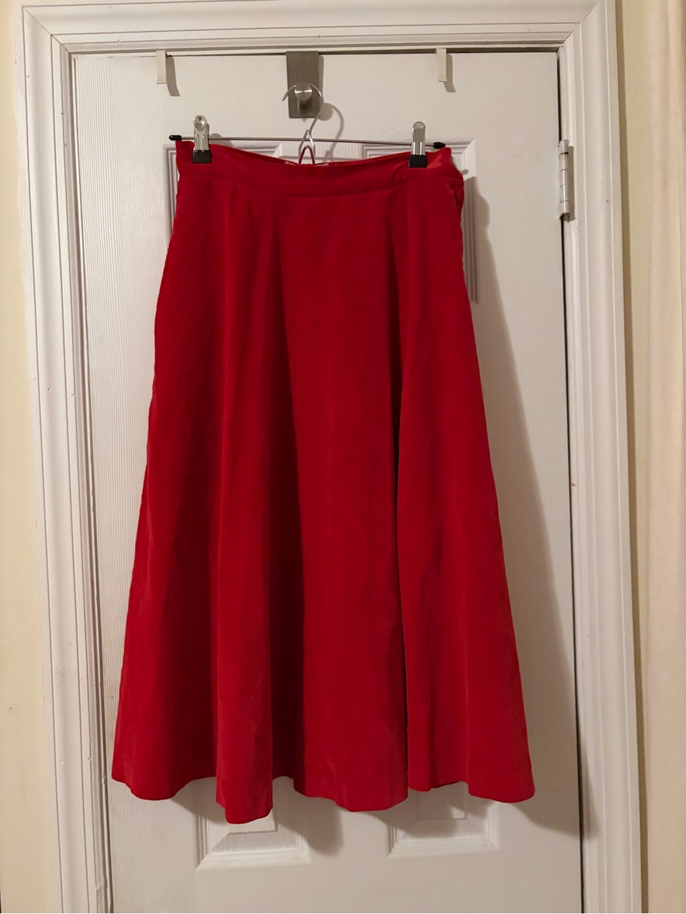 Vintage Florence Walsh Classic A-Line Red Velvet Maxi Skirt
